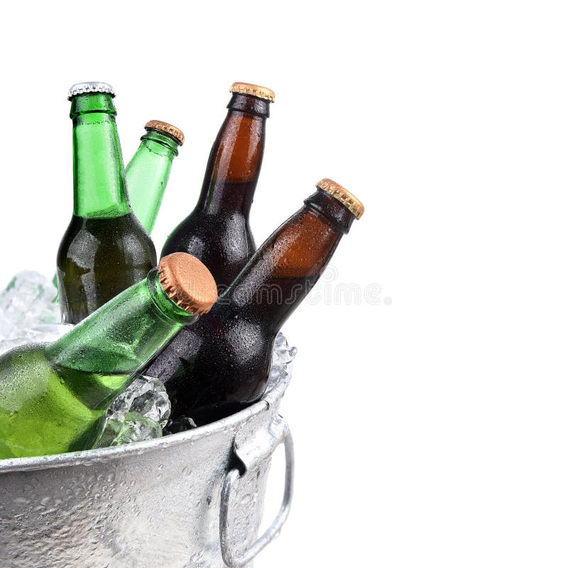 Beer Bottles in Metal Ice Buclet