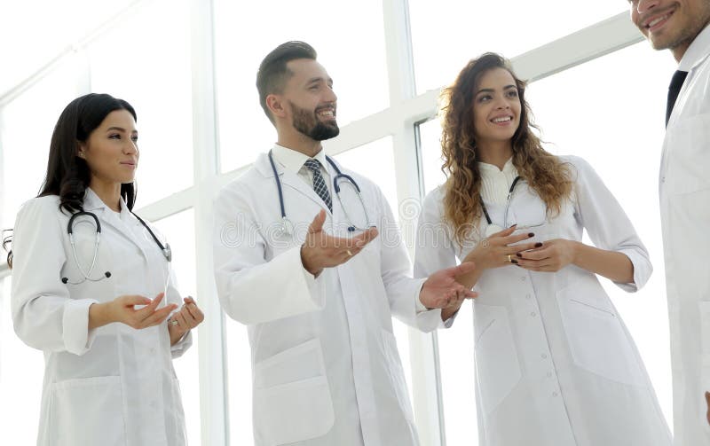 Closeup of a group of doctors discussing royalty free stock photography