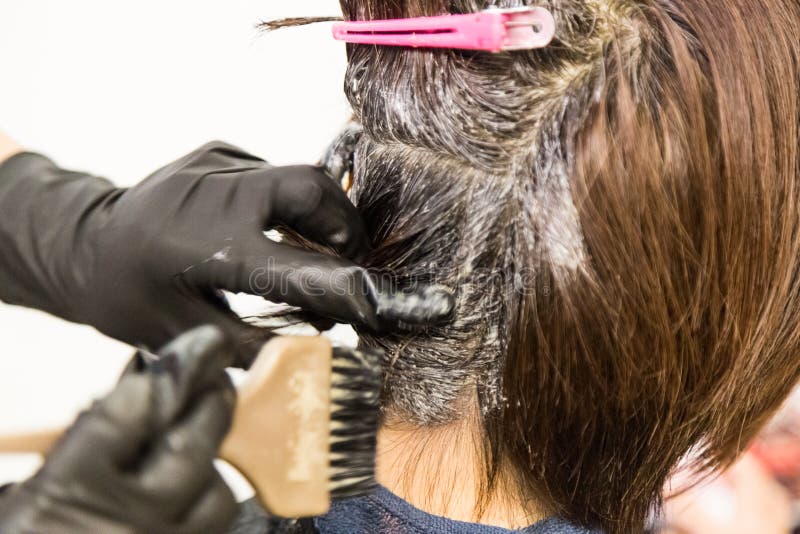 Closeup of Hair Dresser Applying Chemical Color Dye Onto Hair Stock Image -  Image of beauty, beautiful: 127522919