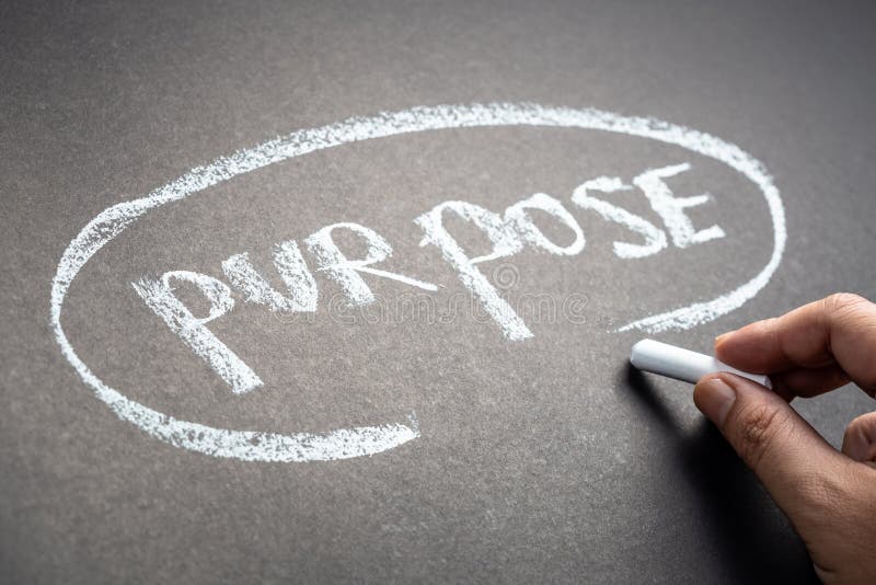 Purpose on Chalkboard stock photos
