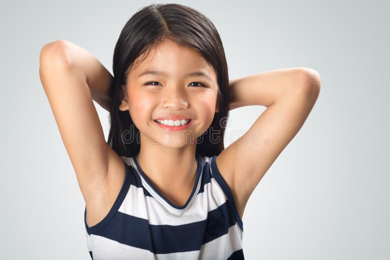 Closeup Happy And Beautiful Little Asian Girl Stock Imag