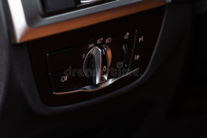 Closeup of the Headlight Switch Control Button Stock Image Image of