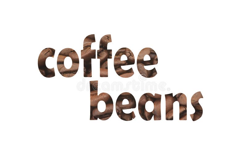 Image With Macro Of Coffee Beans And Cut Out Word Coffee Beans Stock
