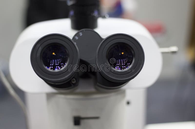 Closeup industrial metallurgy microscope