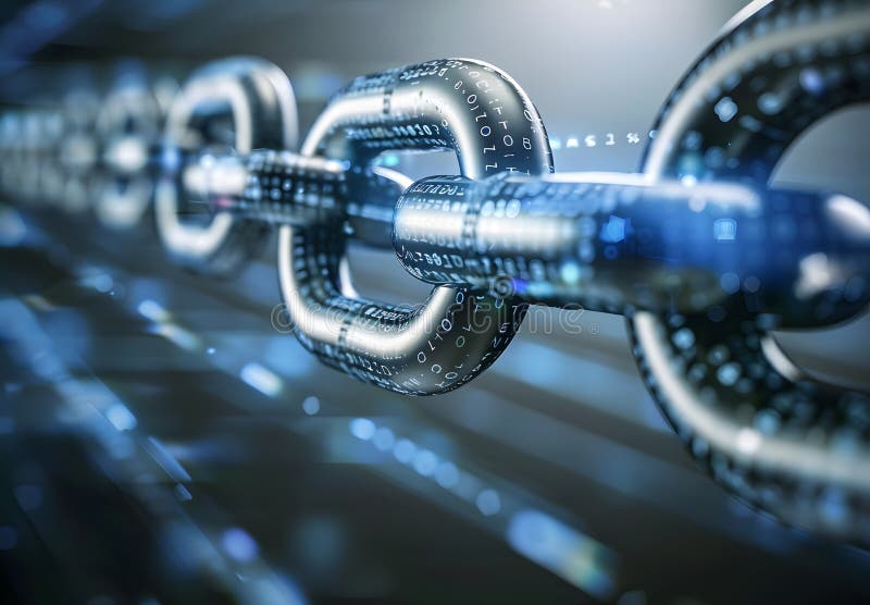 închiderea tehnologiei blockchain a lanțurilor interblocate cu cod binar și conexiuni digitale în fundal vector illustration