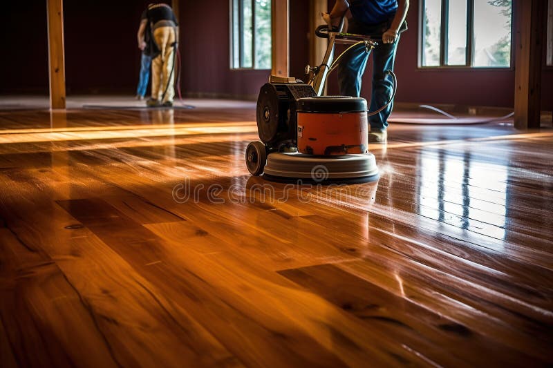 Closeup Of Janitor Sweeping Hardwood Floor Stock Photo - Download