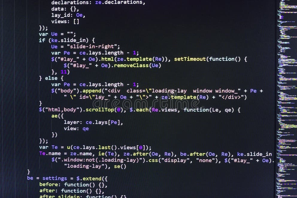 Closeup of Java Script, CSS and HTML Code. Stock Image - Image of code ...