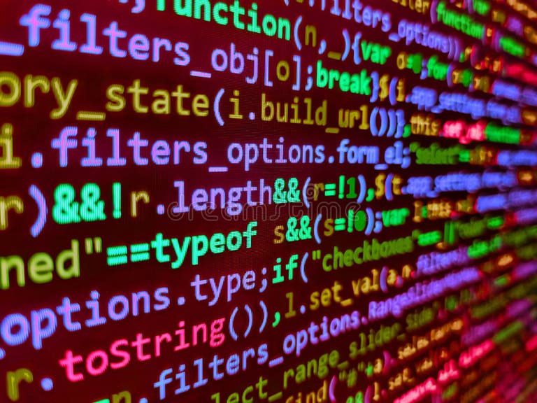 Closeup of Java Script and HTML Code. Computer Script Coding Source ...