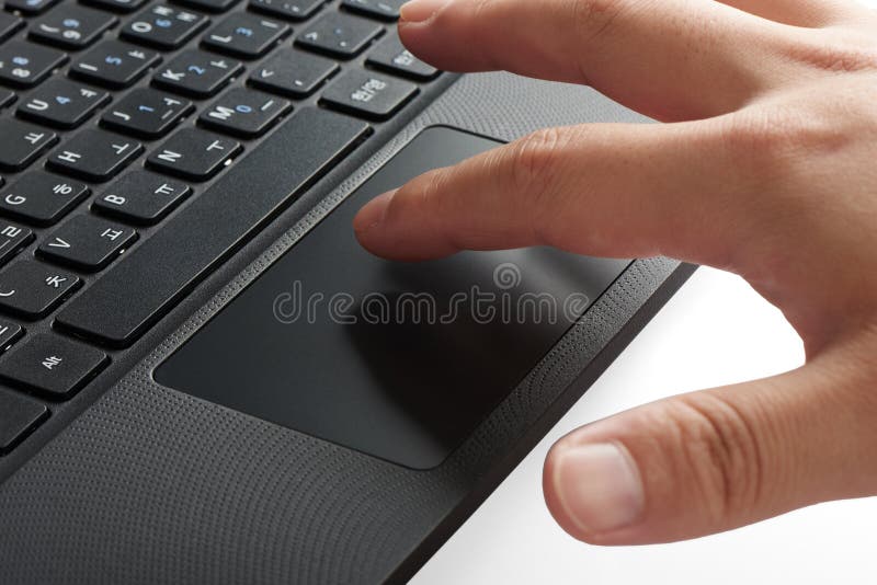 Closeup of laptop touchpad stock photo. Image of hangeul 61538428