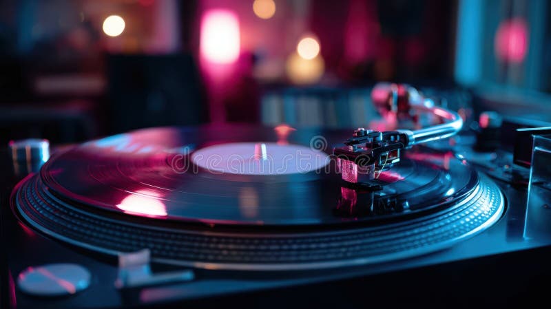 Closeup of laser vinyl cutting machine engraving audio grooves onto a vinyl disc with precise light beams in a modern stock images