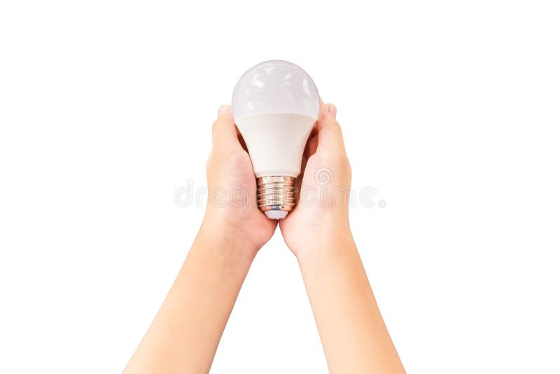 Closeup LED Lighting Bulb in Hands Stock Image Image of conservation