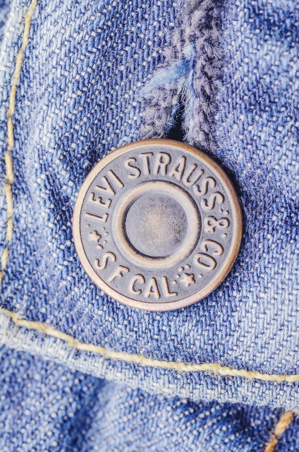 Closeup of Levi Strauss Button on Blue Jeans. Editorial Stock Photo - Image  of america, button: 161104113