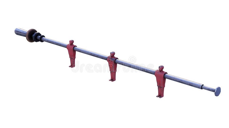 A closeup look of figurines of a foosball table lit by dramatic lighting - 3D render vector illustration