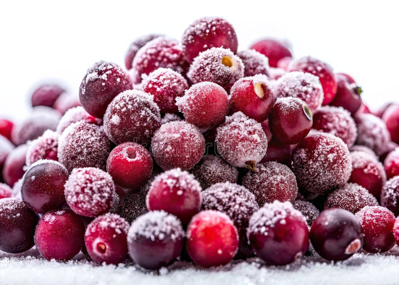 A CloseUp Look at a Pile of Frozen Cranberries Stunning DocumentaryStyle Still Life Photography stock illustration