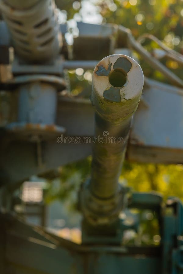 Closeup of machine gun muzzle