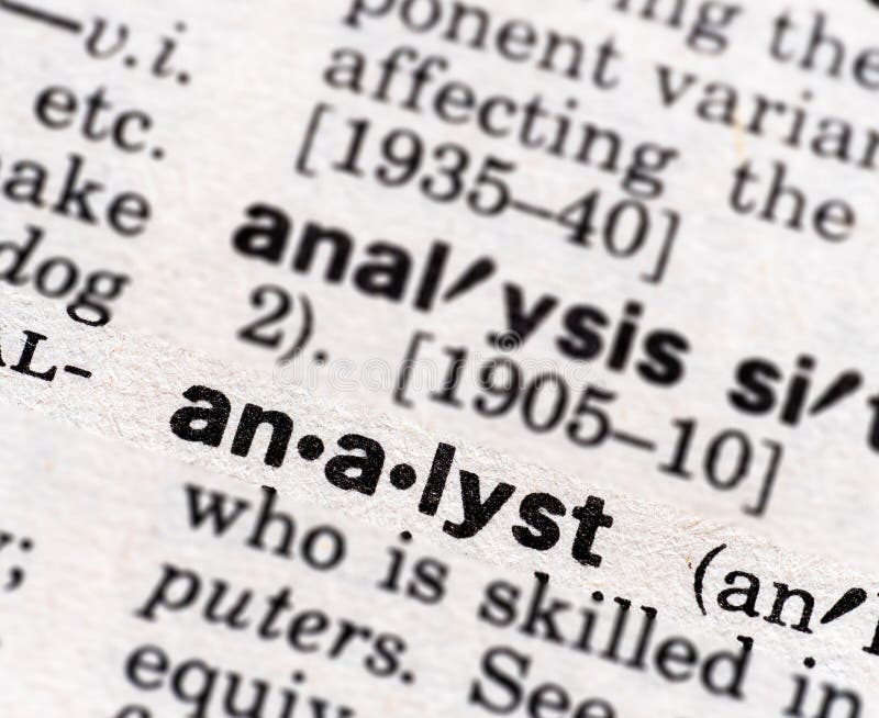 Closeup of the word analyst in the dictionary stock photos