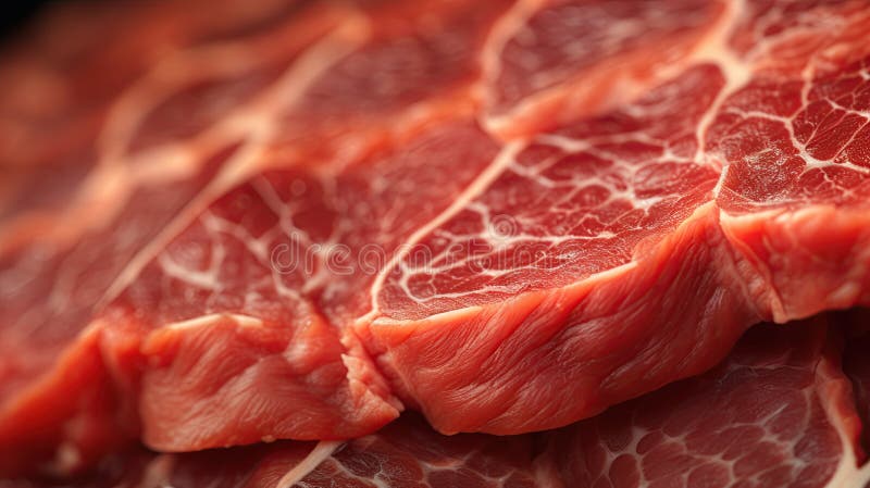 Closeup macro shot of meat texture. Generative Ai stock photo