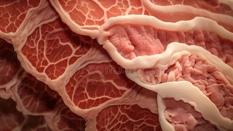 Closeup macro shot of meat texture. Generative Ai stock image