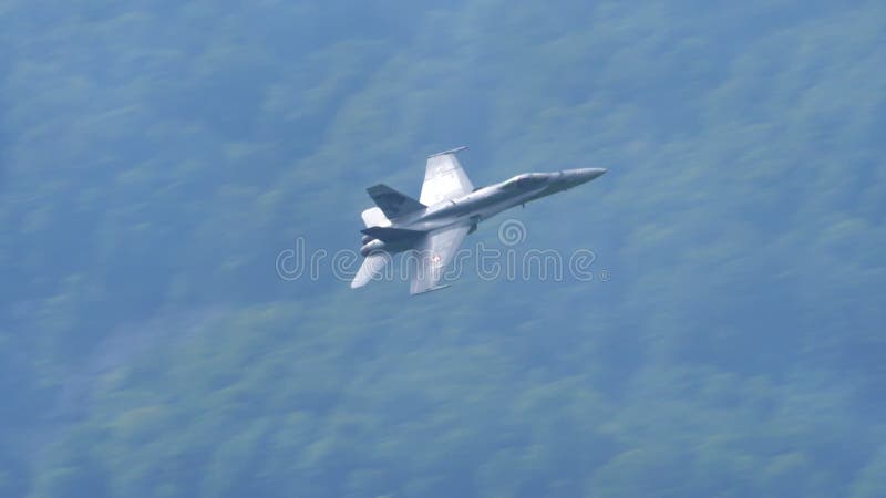 Closeup of a military fighter jet plane in slow motion