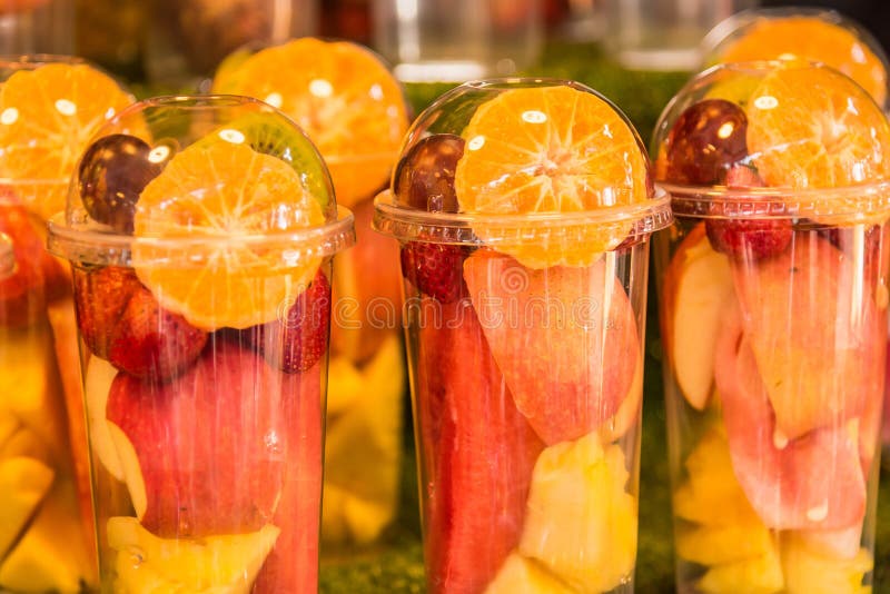 Closeup of Mixed Fruit in a Cup for Sale Stock Photo Image of food