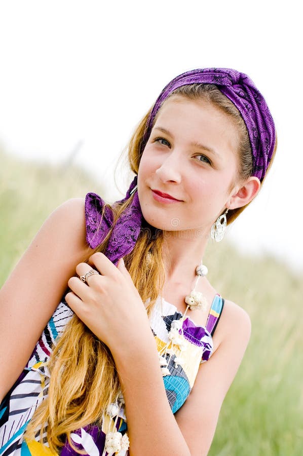 Closeup of model girl on the beach