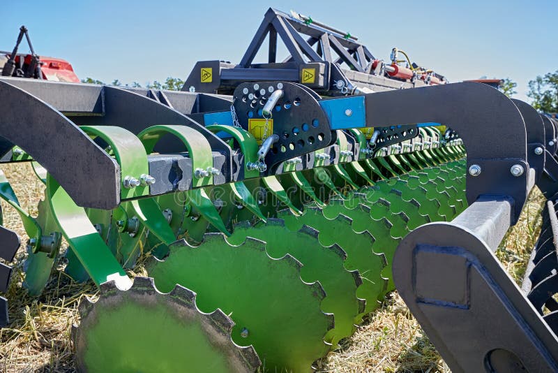 Closeup of modern plow stock image. Image of machine 260744191