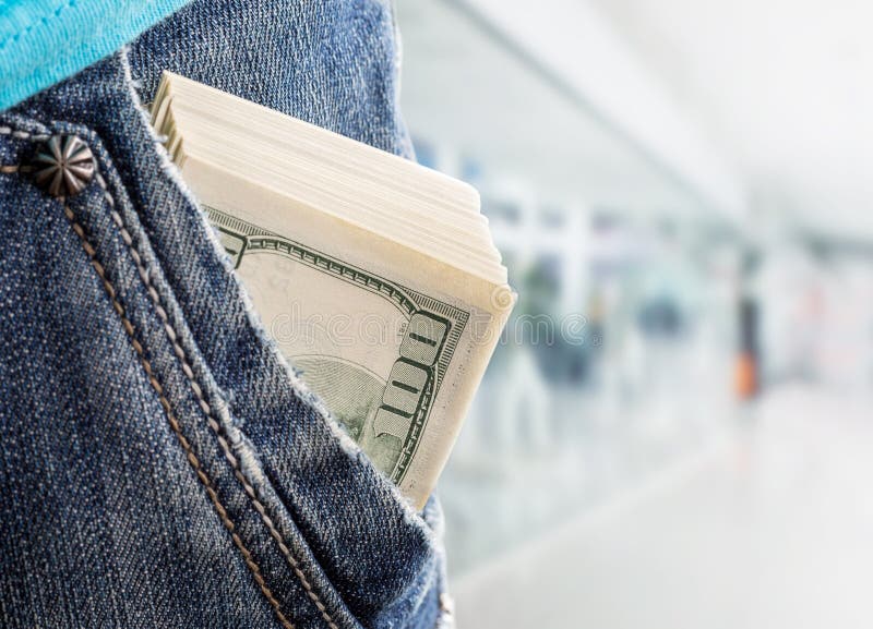 Money in the pocket stock photo. Image of closeup, casual 29993586