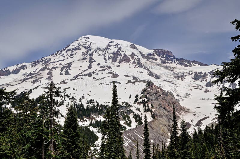 Closeup of Mount Rainier stock photo. Image of outdoors 50585980