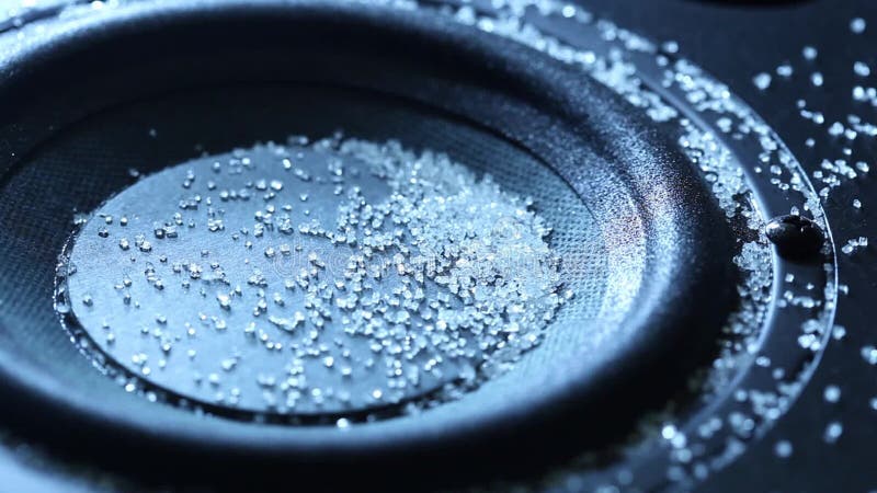 Closeup at moving sub-woofer. Speaker part. stock footage