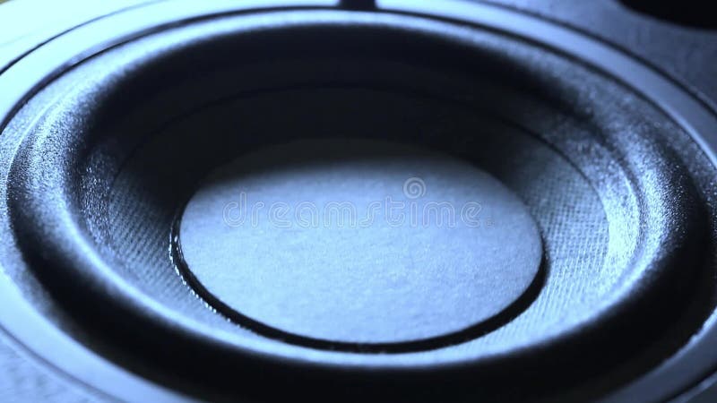 Closeup at moving sub-woofer. Speaker part. stock video footage