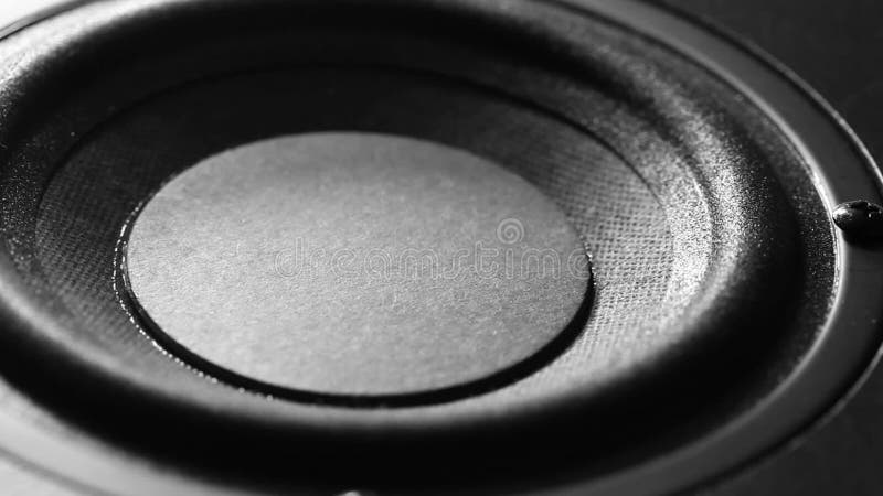 Closeup at moving sub-woofer. Speaker part. stock video footage