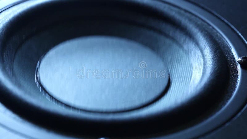 Closeup at moving sub-woofer. Speaker part. stock video