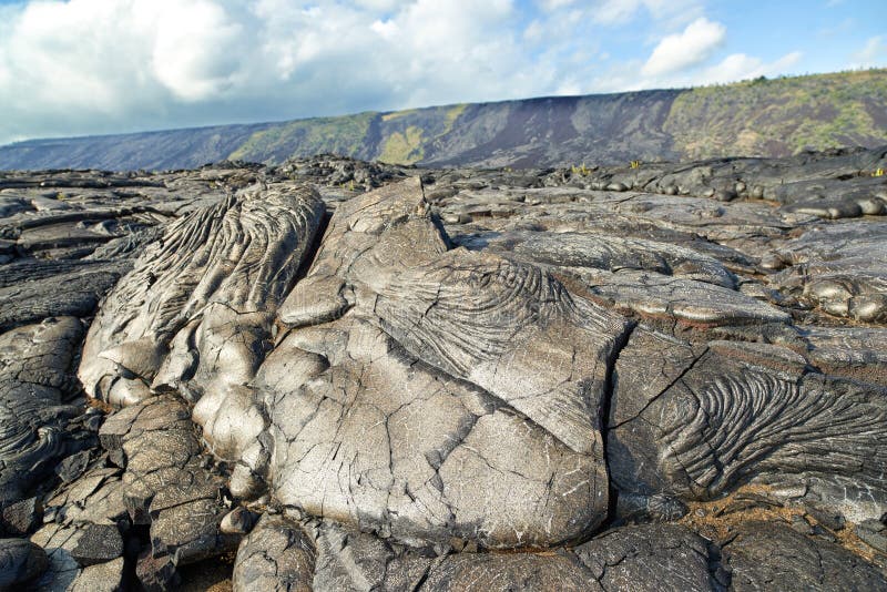 Closeup of Muana Loa, the worlds biggest active volcano, Hawaii. Zoom in a details and patterns of flowing lava on