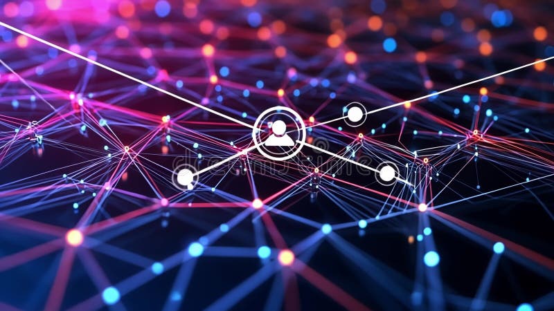 A closeup of a neural network simulation running on a highperformance computing unit with vibrant multicolored lines royalty free illustration