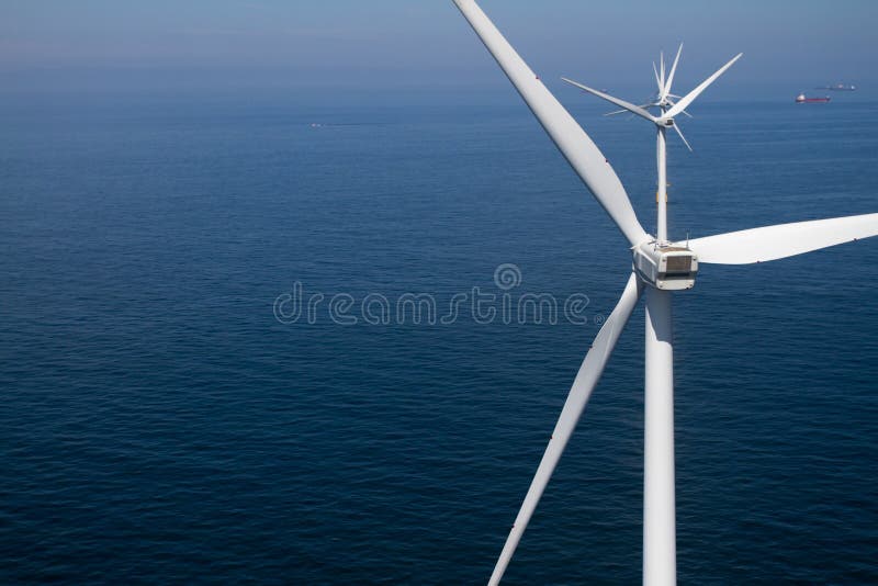 Offshore turbine seen from the air. Offshore turbine seen from the air