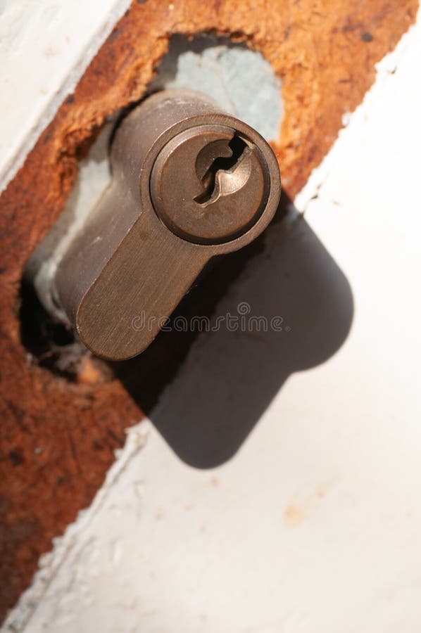Closeup of an Old Cylinder Door Lock Stock Image Image of detail