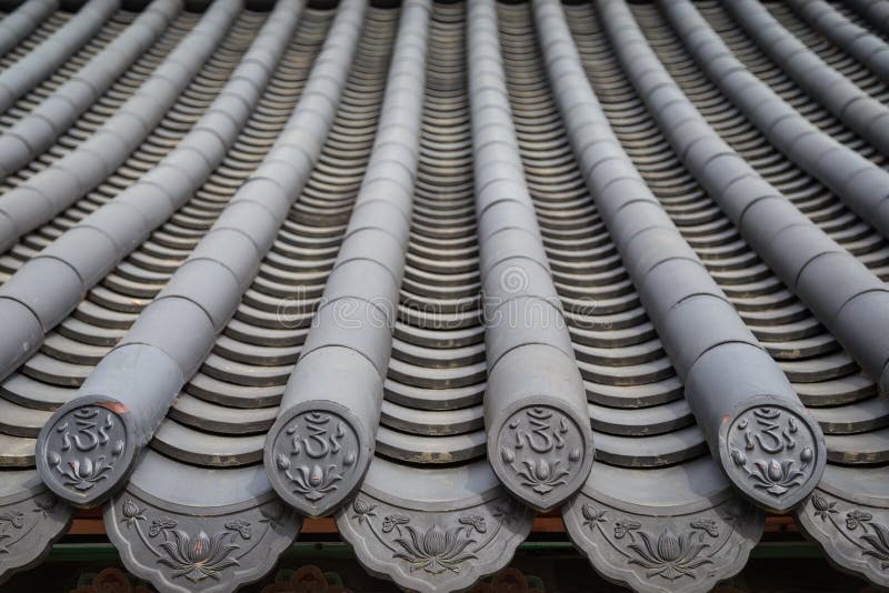 Closeup of an old South Korean roof