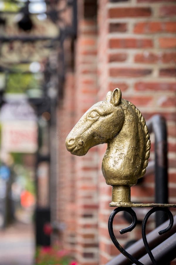 Architecture Details- Vintage Brass Horse Head Adorns the Entrance of a  Brick Building in Downtown Alexandria VA Stock Photo - Image of horse,  closeup: 146045902