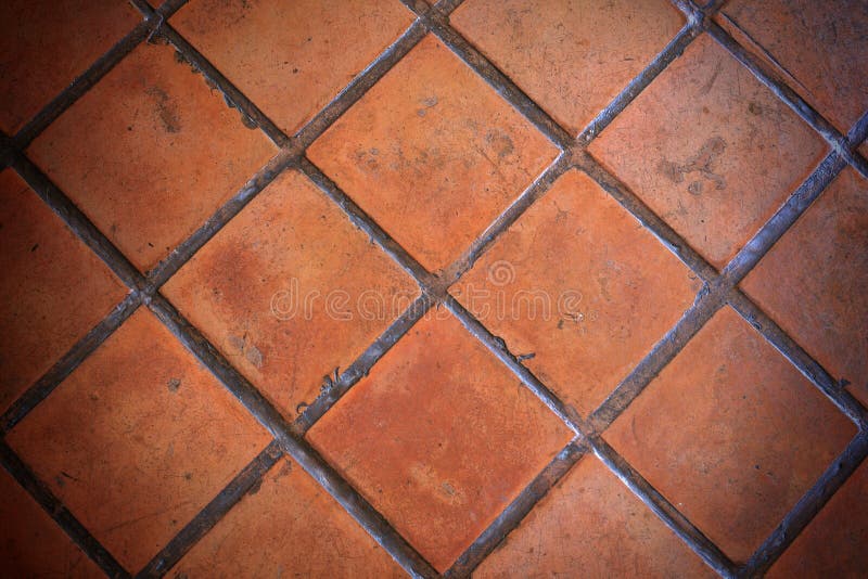 Closeup orange clay tile pavement royalty free stock images