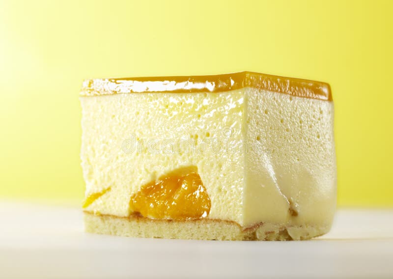 Closeup orange mousse cake stock image