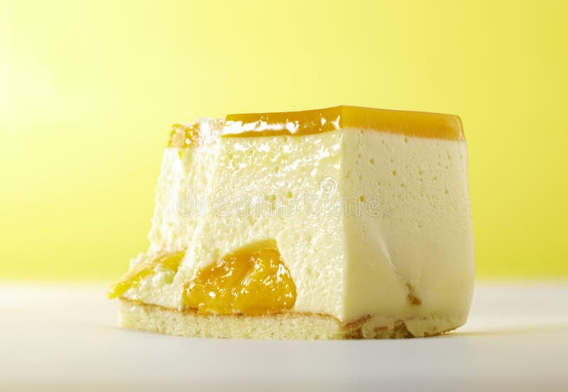 Closeup orange mousse cake stock photos
