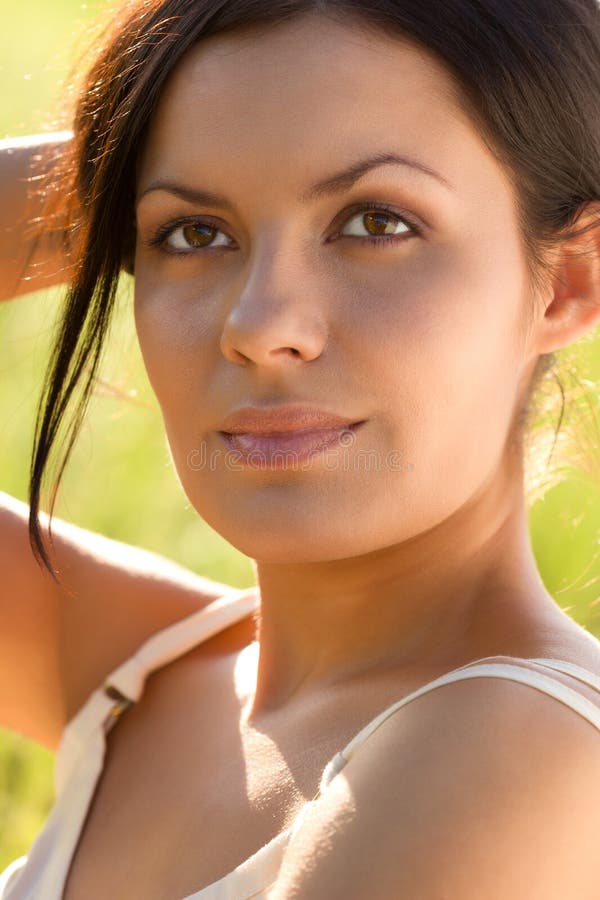 Closeup Outdoors Woman Portrait Stock Image Image Of Country