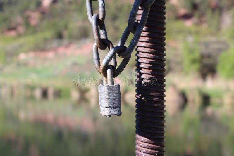 Closeup of Padlock Gate Chain Stock Photo Image of danger, safety