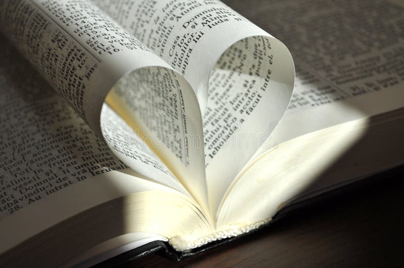 Closeup Pages of an Open Book, with Heart Shaped Pages Stock Photo ...