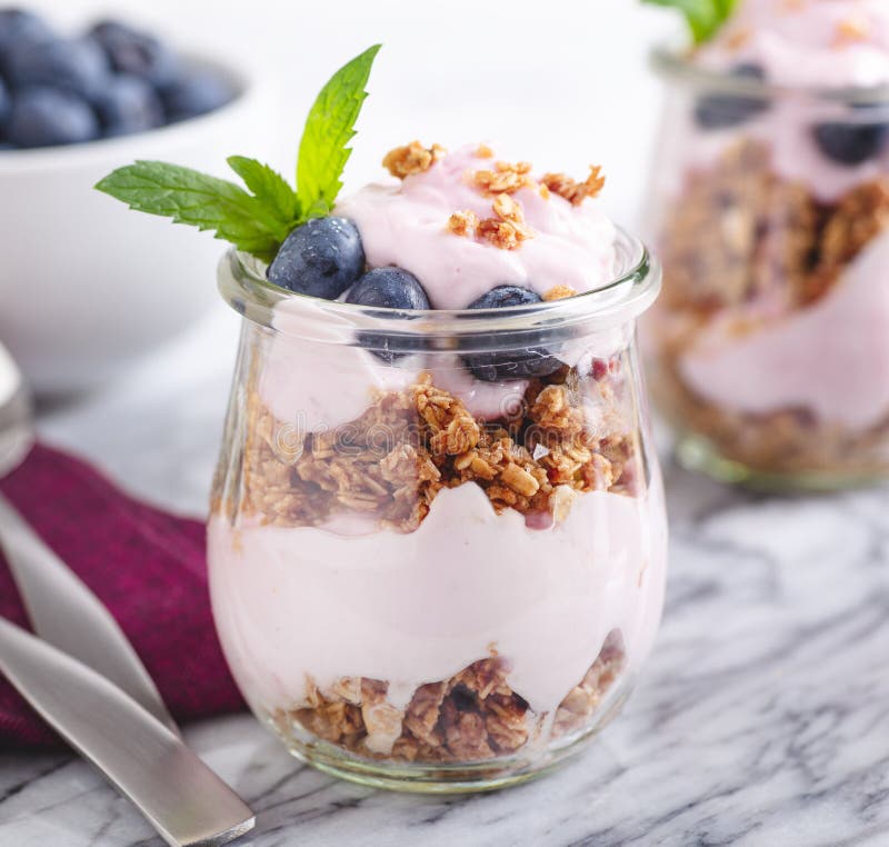 Yogurt Parfait with Fresh Blueberries Stock Photo - Image of food ...