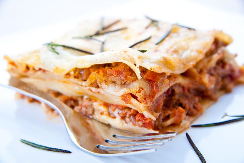 Lasagna with Rosemary Garnish Stock Image - Image of meal, garnish: 7557603