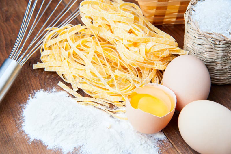 Closeup Pasta, Eggs, Flour and Salt Stock Photo Image of baking