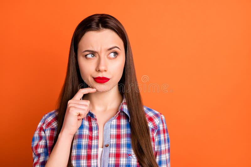 Closeup Photo Of Attractive Lady Bright Red Pomade Look 