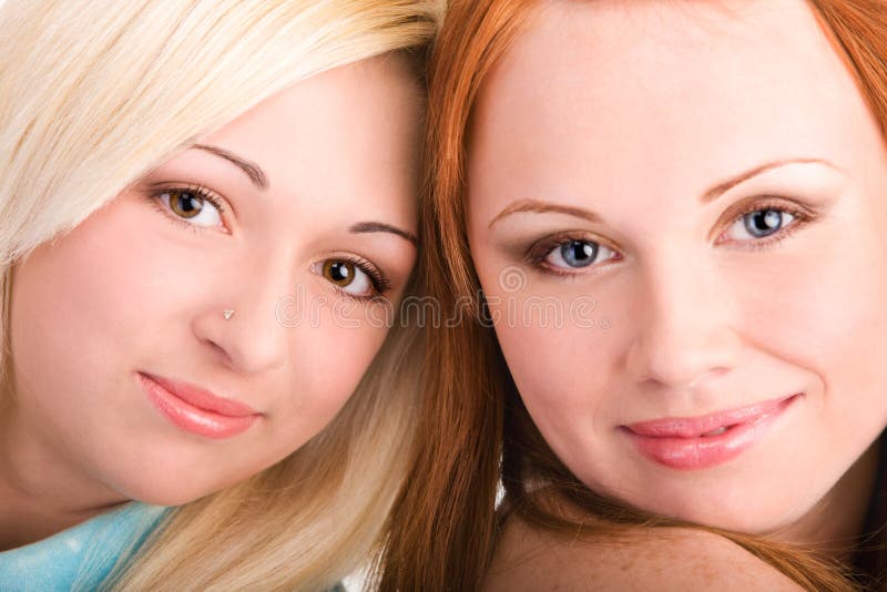 Closeup photo of two teenager girls faces royalty free stock image Closeup photo of two teenager girls faces royalty free stock image