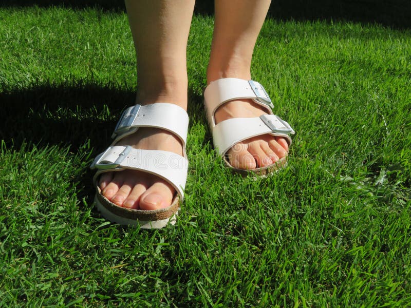 Closeup Photo of Woman Feet in Sandals Stock Photo - Image of backyard ...